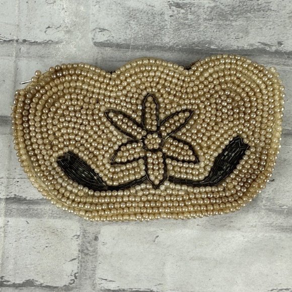 Japanese Miranda Beaded Pearl Coin Purse Floral Detail Read Description - Picture 1 of 5
